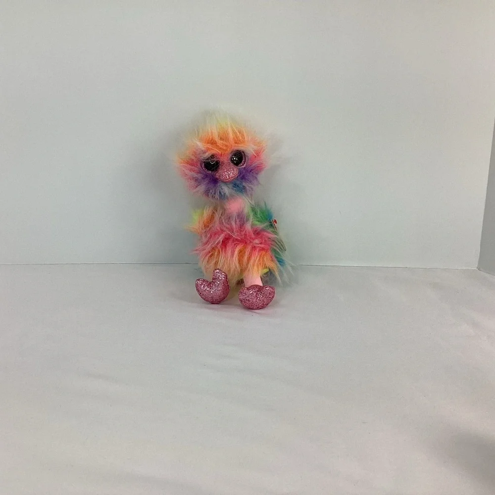 TY Beanie Boos Asha the Rainbow Ostrich Bird Stuffed Animal Plush Toy 2019 w/Tag - Picture 4 of 13